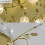 Contemporary Bubbled Glass Branch Ceiling Light - 8/12/16/20 Lights Black/Gold Flush Mount Fixture