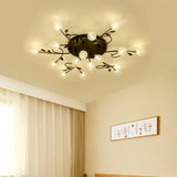 Contemporary Bubbled Glass Branch Ceiling Light - 8/12/16/20 Lights Black/Gold Flush Mount Fixture