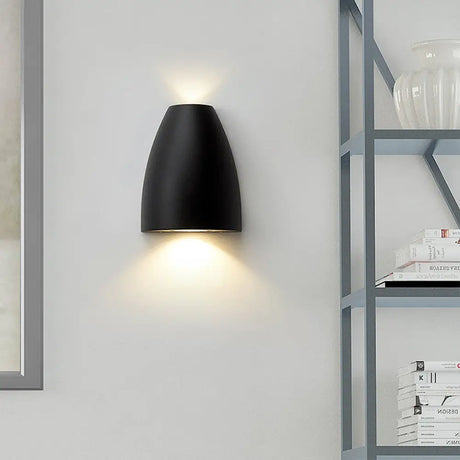 Contemporary Bullet Wall Sconce - Led Up And Downlight For Stairway Modern Metallic Finish In