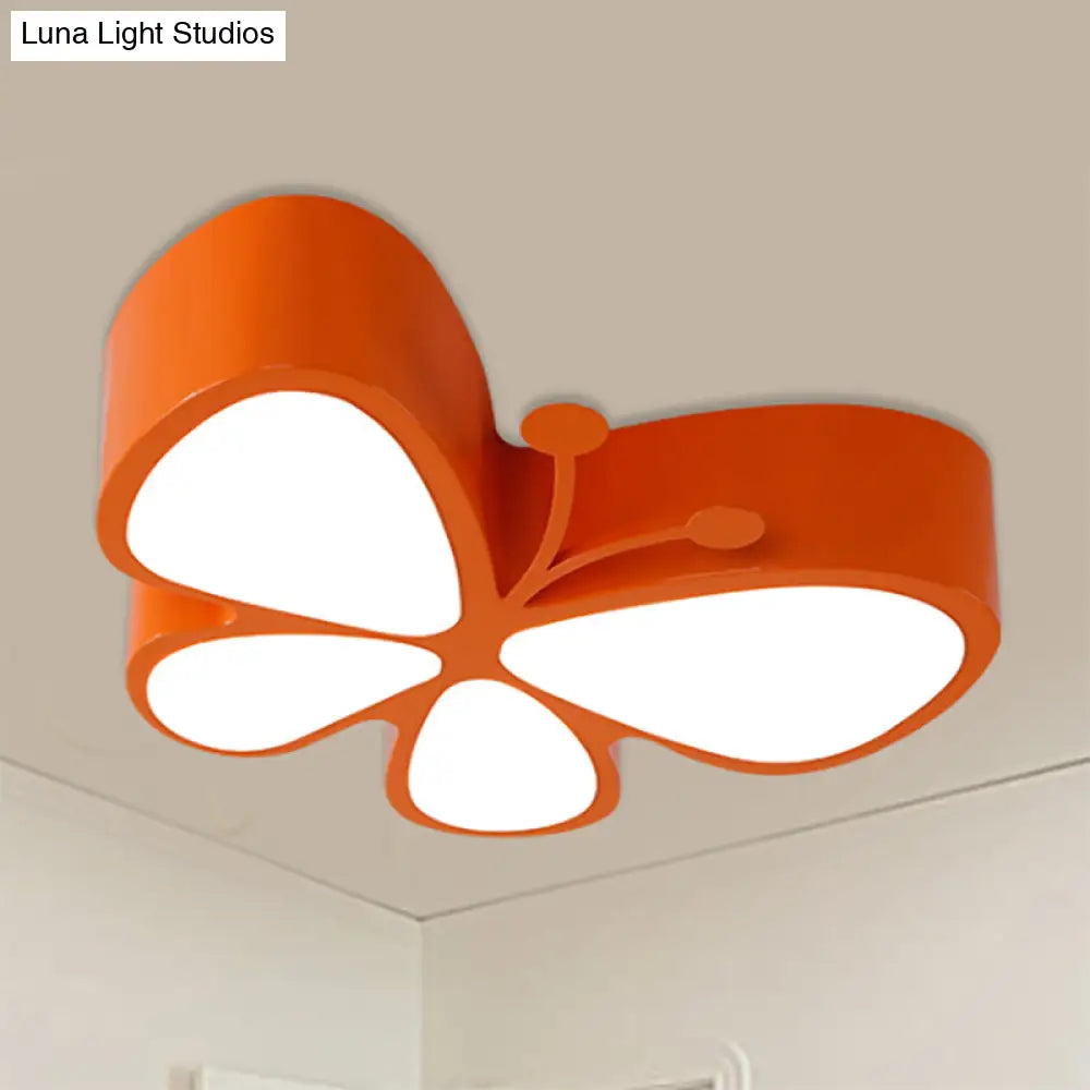 Contemporary Butterfly Led Flush Ceiling Light - Classroom Metal Fixture
