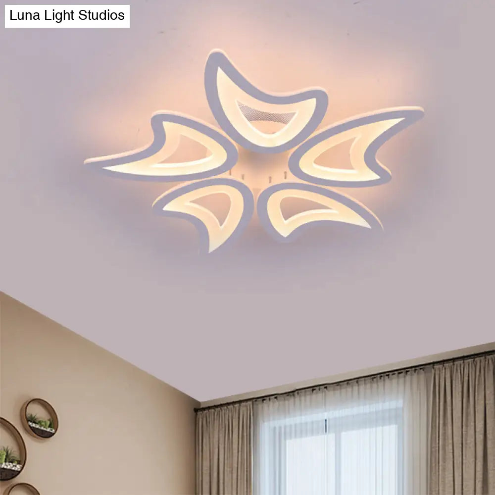 Contemporary Ceiling Lamp With Led Leaves Acrylic Shade And Multiple Light Options