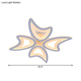 Contemporary Ceiling Lamp With Led Leaves Acrylic Shade And Multiple Light Options