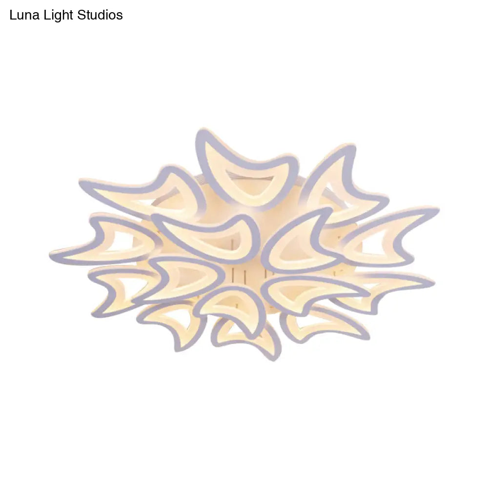 Contemporary Ceiling Lamp With Led Leaves Acrylic Shade And Multiple Light Options