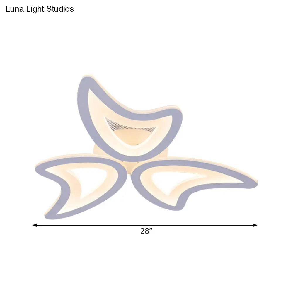 Contemporary Ceiling Lamp With Led Leaves Acrylic Shade And Multiple Light Options