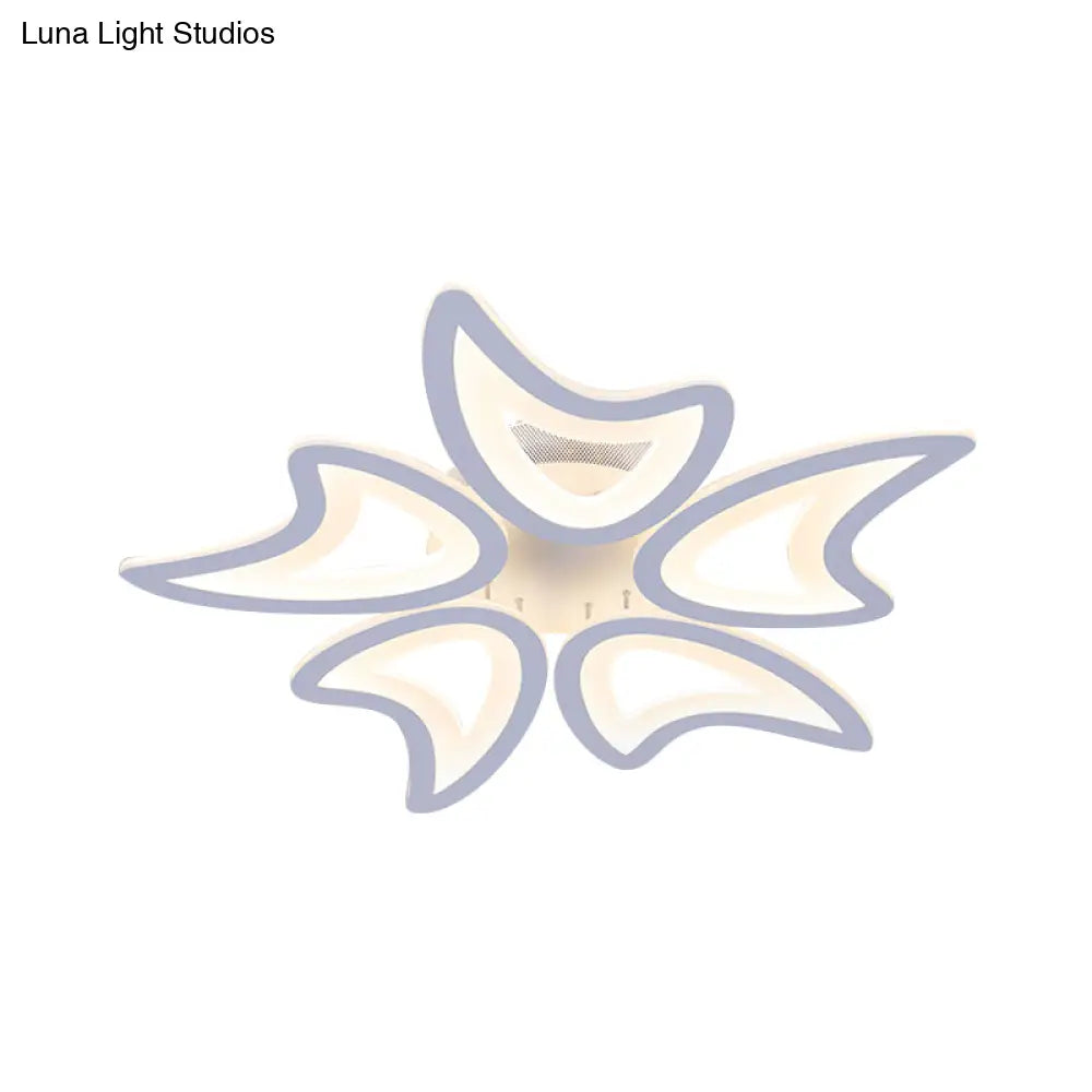 Contemporary Ceiling Lamp With Led Leaves Acrylic Shade And Multiple Light Options