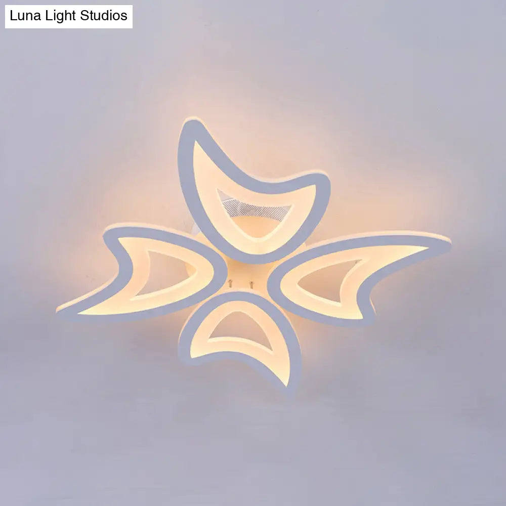 Contemporary Ceiling Lamp With Led Leaves Acrylic Shade And Multiple Light Options