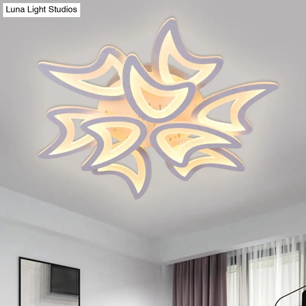 Contemporary Ceiling Lamp With Led Leaves Acrylic Shade And Multiple Light Options