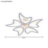Contemporary Ceiling Lamp With Led Leaves Acrylic Shade And Multiple Light Options