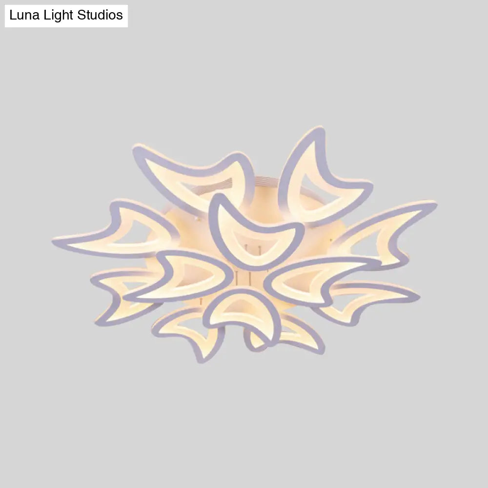 Contemporary Ceiling Lamp With Led Leaves Acrylic Shade And Multiple Light Options