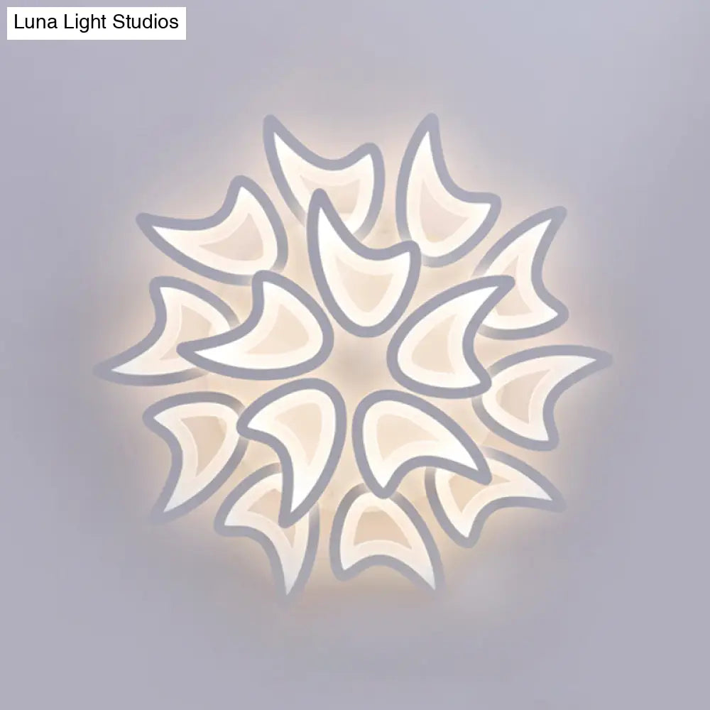 Contemporary Ceiling Lamp With Led Leaves Acrylic Shade And Multiple Light Options