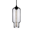 Contemporary Ceiling Pendant Light With Colorful Bottle Glass Shade - 1 Hanging Fixture Smoke Gray