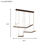 Contemporary Chandelier Lamp - Modern Brown Rectangle Suspension Light With Acrylic Shade In
