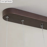 Contemporary Chandelier Lamp - Modern Brown Rectangle Suspension Light With Acrylic Shade In