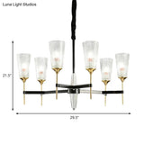 Contemporary Chandelier With Crystal Shade - Elegant Brass Pendant Fixture 6/8/12 Lights