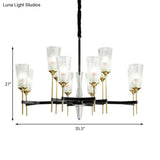Contemporary Chandelier With Crystal Shade - Elegant Brass Pendant Fixture 6/8/12 Lights