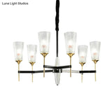 Contemporary Chandelier With Crystal Shade - Elegant Brass Pendant Fixture 6/8/12 Lights