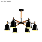 Contemporary Chandelier With Trapezoid Metal Shade - 6 Lights Stylish Hanging Light For Foyers