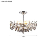 Contemporary Chrome Droplet Chandelier: 6-Head Crystal Hanging Lamp