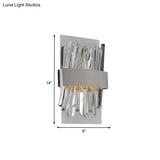Contemporary Chrome Led Crystal Wall Sconce - Elegant Bedroom Lighting Solution