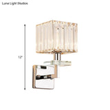 Contemporary Chrome Led Cuboid Wall Mounted Light With Crystal Prisms