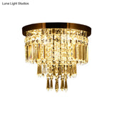 Contemporary Chrome Led Flush Mount Crystal Ceiling Light 8’/10’ Wide