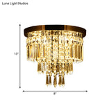 Contemporary Chrome Led Flush Mount Crystal Ceiling Light 8’/10’ Wide