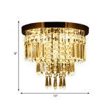 Contemporary Chrome Led Flush Mount Crystal Ceiling Light 8/10 Wide