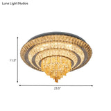 Contemporary Chrome Led Flushmount Ceiling Light With Crystal Encrusted Multi - Circle Design