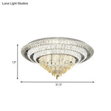 Contemporary Chrome Led Flushmount Ceiling Light With Crystal Encrusted Multi - Circle Design