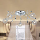 Contemporary Chrome Led Semi Mount Ceiling Light With Metal Mesh Shade – Stylish 5 - Light