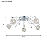Contemporary Chrome Led Semi Mount Ceiling Light With Metal Mesh Shade – Stylish 5 - Light