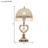 Contemporary Chrome Metal Table Lamp With Crystal-Encrusted Half Sphere Design And Droplets - 1 Head