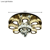 Contemporary Chrome Teardrop Crystal Flush Mount Ceiling Light With Clear Droplets - 5/7 Bulbs
