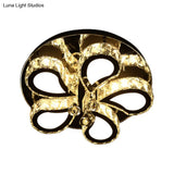 Contemporary Chrome Teardrop Crystal Flush Mount Ceiling Light With Clear Droplets - 5/7 Bulbs