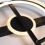 Contemporary Circle Acrylic Ceiling Mounted Led Flush Light - 16’/19.5’ Wide Black/White