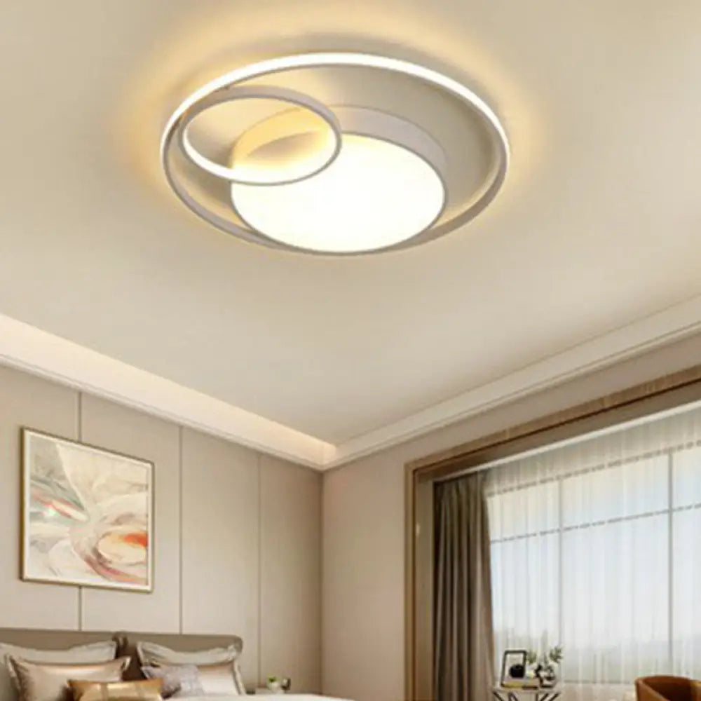 Contemporary Circle Acrylic Led Ceiling Light For Study Room White / Warm