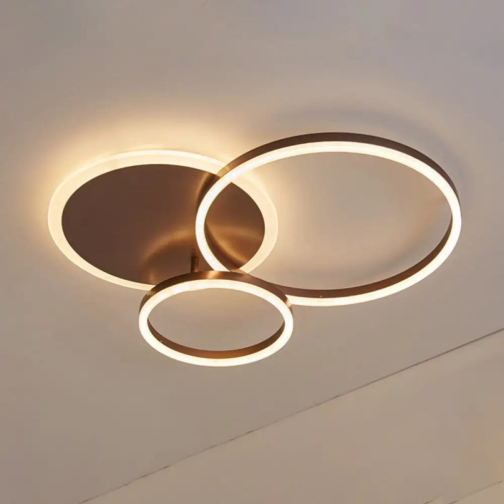 Contemporary Circle Flush Mount Ceiling Light For Living Room 3 / Coffee Warm