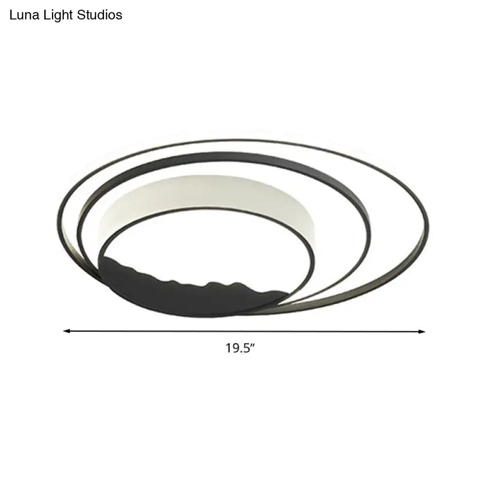 Contemporary Circle Ring Led Flush-Mount Light Fixture For Bedroom In Grey