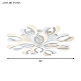 Contemporary Clear And White V - Shaped Flush Mount Led Light Fixture - Acrylic Ceiling With 4/6/9
