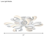 Contemporary Clear And White V - Shaped Flush Mount Led Light Fixture - Acrylic Ceiling With 4/6/9
