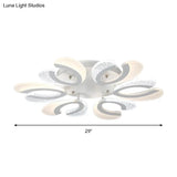 Contemporary Clear And White V - Shaped Flush Mount Led Light Fixture - Acrylic Ceiling With 4/6/9