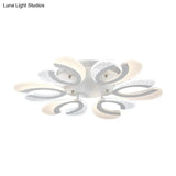 Contemporary Clear And White V - Shaped Flush Mount Led Light Fixture - Acrylic Ceiling With 4/6/9