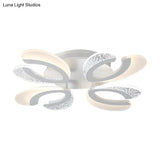 Contemporary Clear And White V - Shaped Flush Mount Led Light Fixture - Acrylic Ceiling With 4/6/9