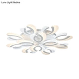 Contemporary Clear And White V - Shaped Flush Mount Led Light Fixture - Acrylic Ceiling With 4/6/9