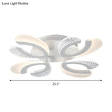 Contemporary Clear And White V - Shaped Flush Mount Led Light Fixture - Acrylic Ceiling With 4/6/9