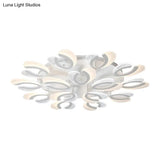 Contemporary Clear And White V - Shaped Flush Mount Led Light Fixture - Acrylic Ceiling With 4/6/9