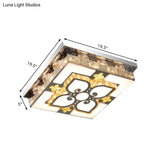 Contemporary Clear Crystal Flush Light Led Ceiling Lighting In Nickel For Square Drawing Room