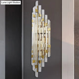 Contemporary Clear Crystal Prism Wall Sconce - 4-Light Gold Fixture For Corridor