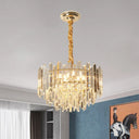 Contemporary Clear Crystal Prismatic Pendant Light Fixture - 8/10 Bulbs 18’/23.5’ Wide / 18’