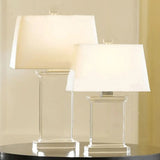 Contemporary Clear Crystal Task Light - Rectangular 18/22 Wide Desk Lamp With White Bulb / 18